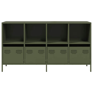 Olivgrünes Sideboard, 135 cm, Kaltgewalzter Stahl