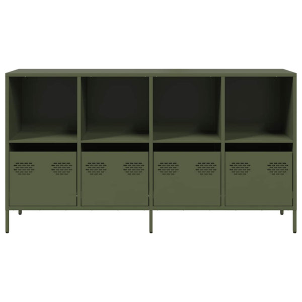 Olivgrünes Sideboard, 135 cm, Kaltgewalzter Stahl