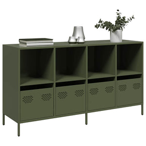 Olivgrünes Sideboard, 135 cm, Kaltgewalzter Stahl
