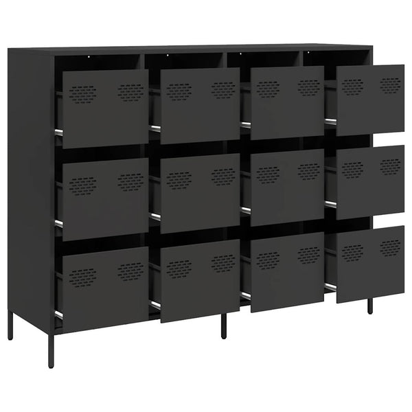 Schwarzes Sideboard 135 cm aus Stahl