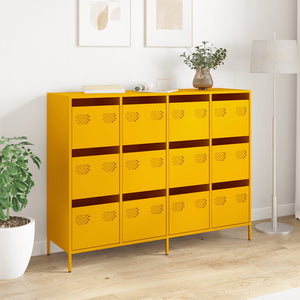 Senfgelbes Sideboard, 135 cm Stahl