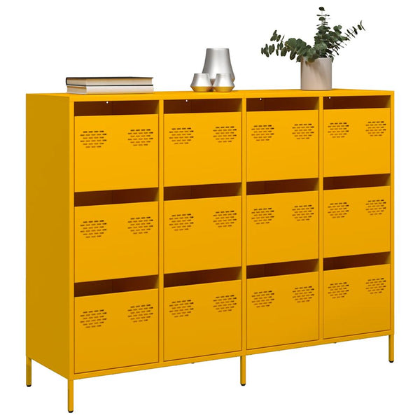 Senfgelbes Sideboard, 135 cm Stahl