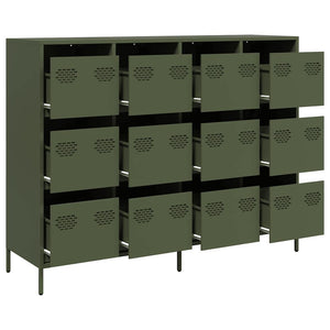 Olivgrünes Sideboard 135 cm aus Stahl