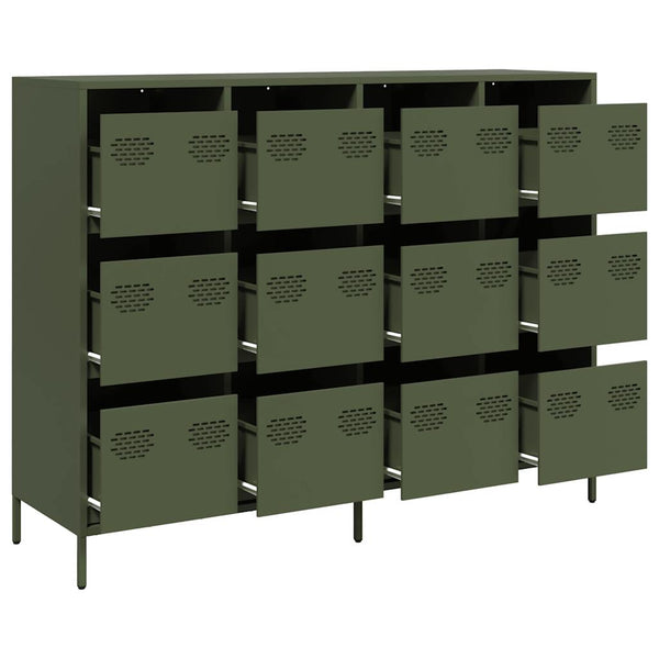 Olivgrünes Sideboard 135 cm aus Stahl
