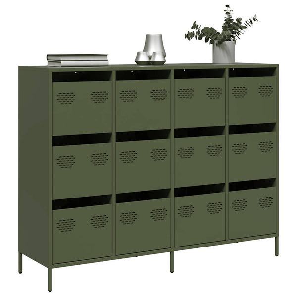 Olivgrünes Sideboard 135 cm aus Stahl