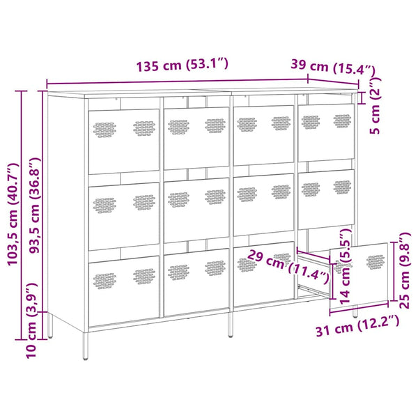 Weißes Sideboard 135 cm aus Stahl