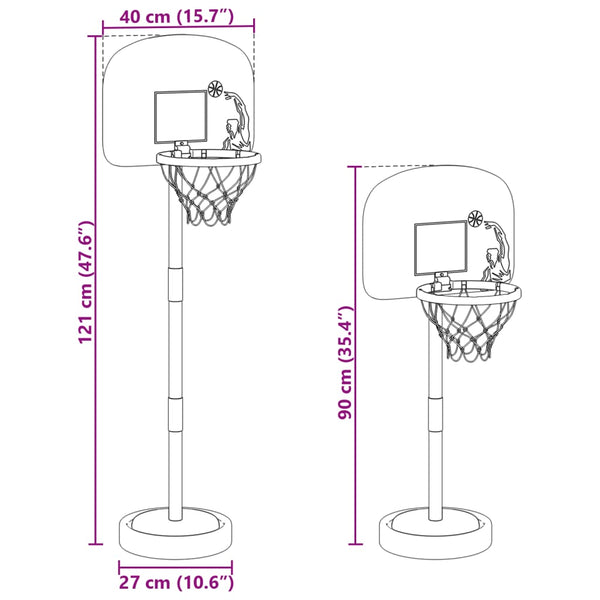 vidaXL Panier de basketball avec support, ballon et pompe, réglable 90/121 cm