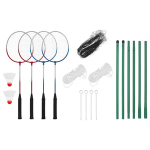 Badminton Set mit Netz und 4 Schlägern