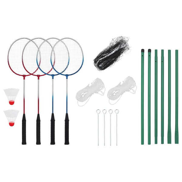 Badminton Set mit Netz und 4 Schlägern