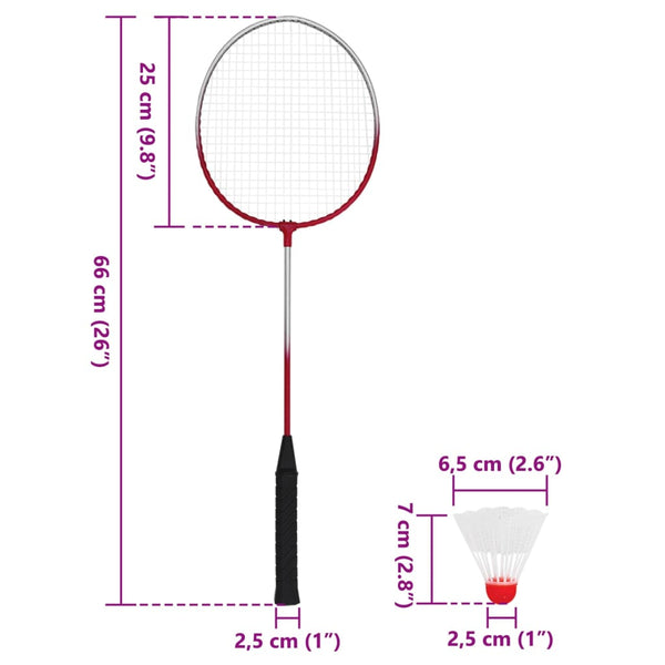 Badminton Set mit Netz und 4 Schlägern