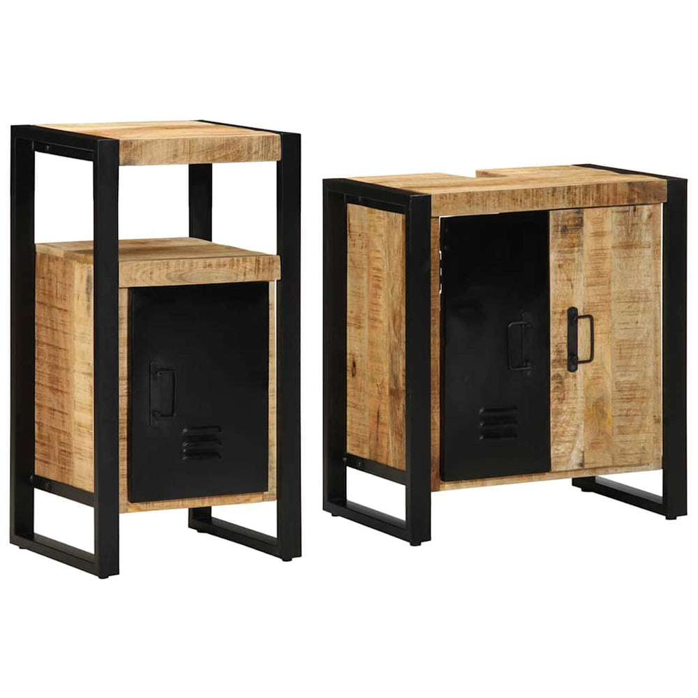 vidaXL Meuble de salle de bain 2 pcs Bois de manguier massif Marron et noir