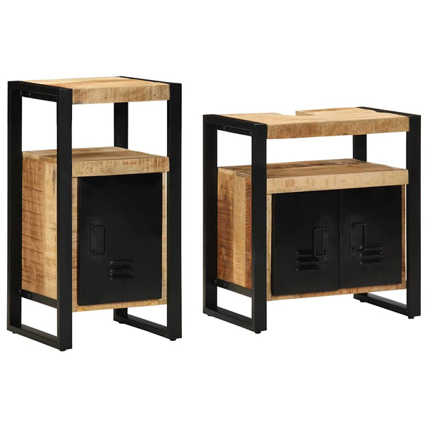 vidaXL Ensemble de meubles de salle de bain 2 pcs Bois de manguier massif brut Marron
