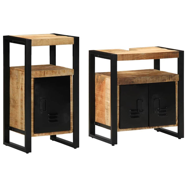 vidaXL Ensemble de meubles de salle de bain 2 pcs Bois de manguier massif brut Marron