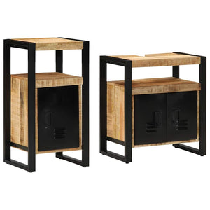 vidaXL Ensemble de meubles de salle de bain 2 pcs Bois de manguier massif brut Marron