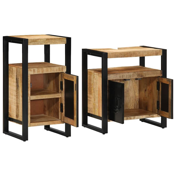 vidaXL Ensemble de meubles de salle de bain 2 pcs Bois de manguier massif brut Marron