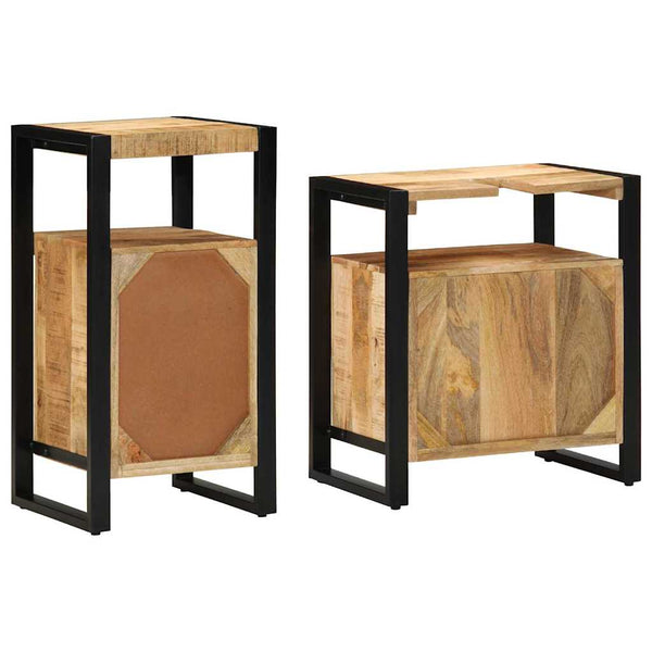 vidaXL Ensemble de meubles de salle de bain 2 pcs Bois de manguier massif brut Marron