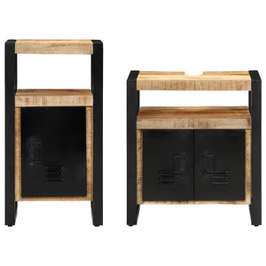vidaXL Ensemble de meubles de salle de bain 2 pcs Bois de manguier massif brut Marron