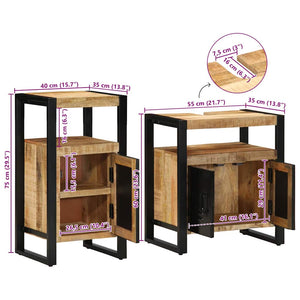 vidaXL Ensemble de meubles de salle de bain 2 pcs Bois de manguier massif brut Marron
