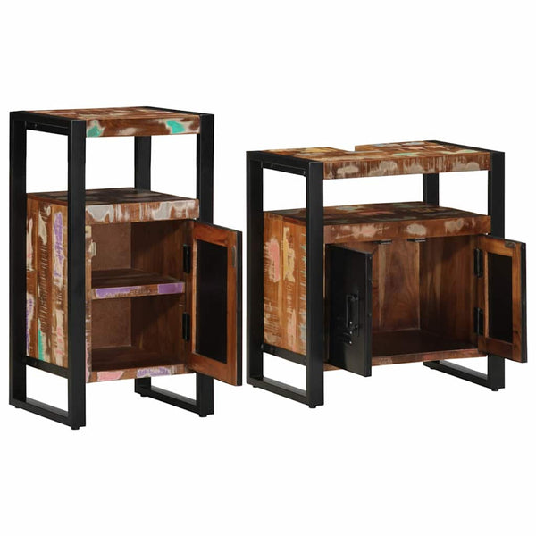 Badezimmermöbel Set mit Regal Altholz Braun 2-teilig