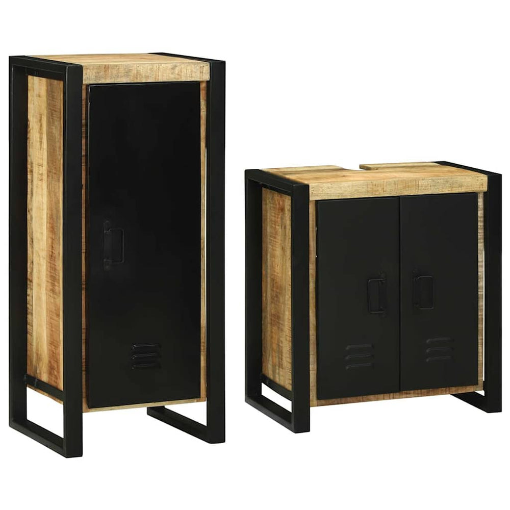Badezimmermöbel Set mit Regal Massivholz Braun
