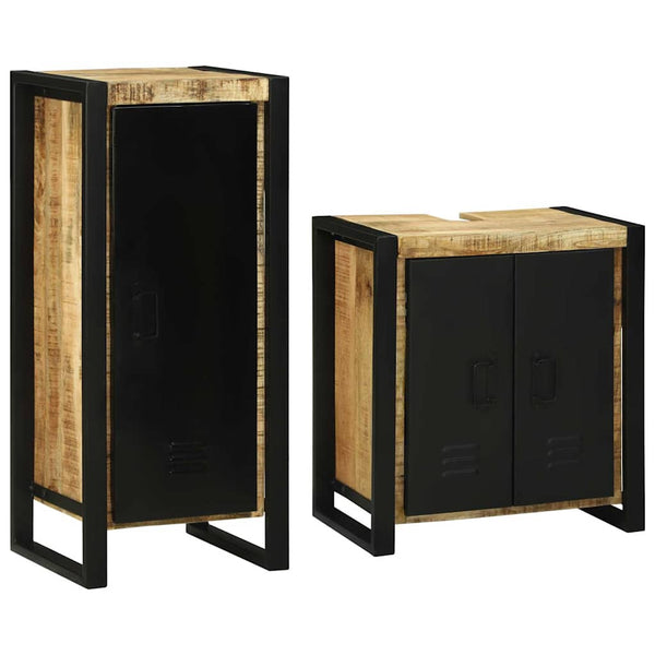 Badezimmermöbel Set mit Regal Massivholz Braun
