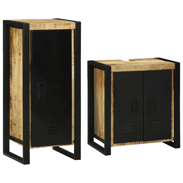 Badezimmermöbel Set mit Regal Massivholz Braun