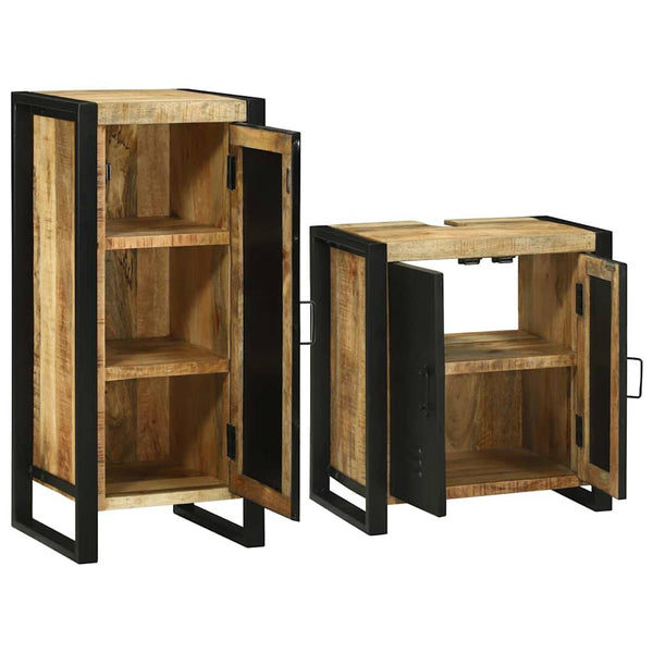 Badezimmermöbel Set mit Regal Massivholz Braun