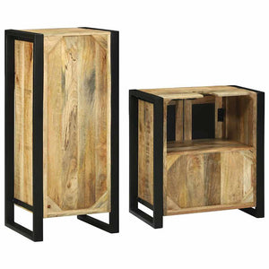 Badezimmermöbel Set mit Regal Massivholz Braun