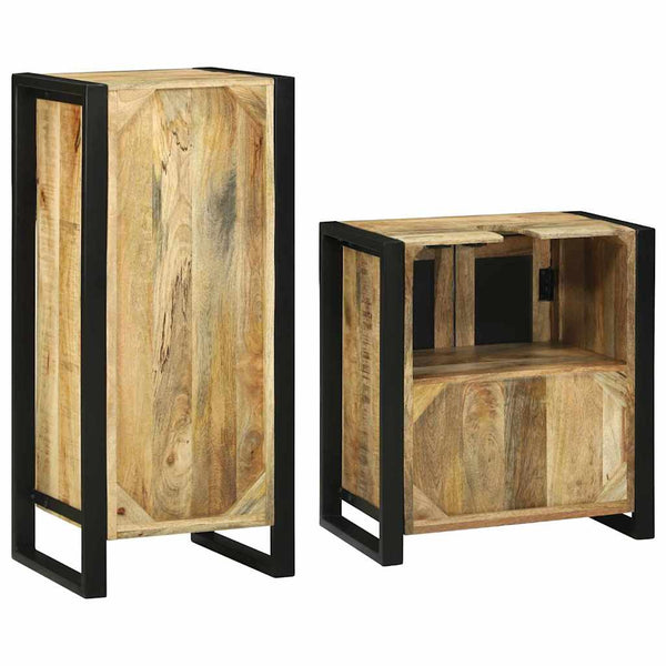 Badezimmermöbel Set mit Regal Massivholz Braun
