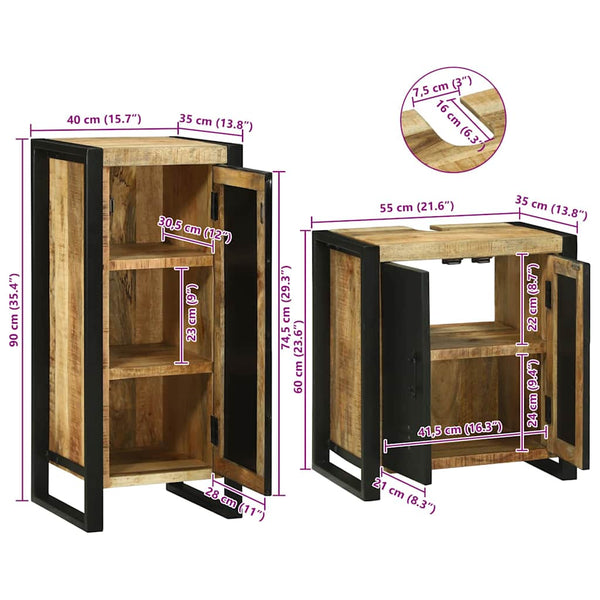 Badezimmermöbel Set mit Regal Massivholz Braun