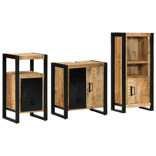 Badezimmermöbel Set 3-teilig Mango Massivholz