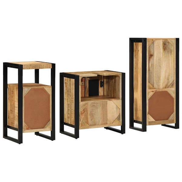 Badezimmermöbel Set 3-teilig Mango Massivholz