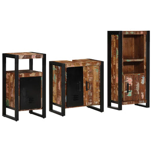 Badezimmermöbel Set mit Regal, 3-teilig, Massivholz