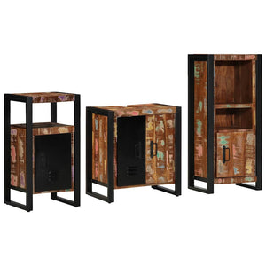 Badezimmermöbel Set mit Regal, 3-teilig, Massivholz