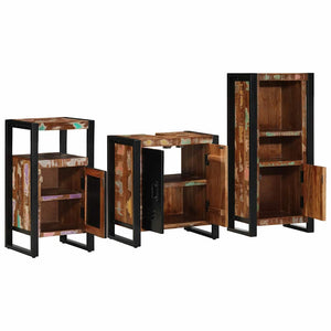 Badezimmermöbel Set mit Regal, 3-teilig, Massivholz