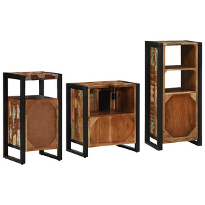 Badezimmermöbel Set mit Regal, 3-teilig, Massivholz