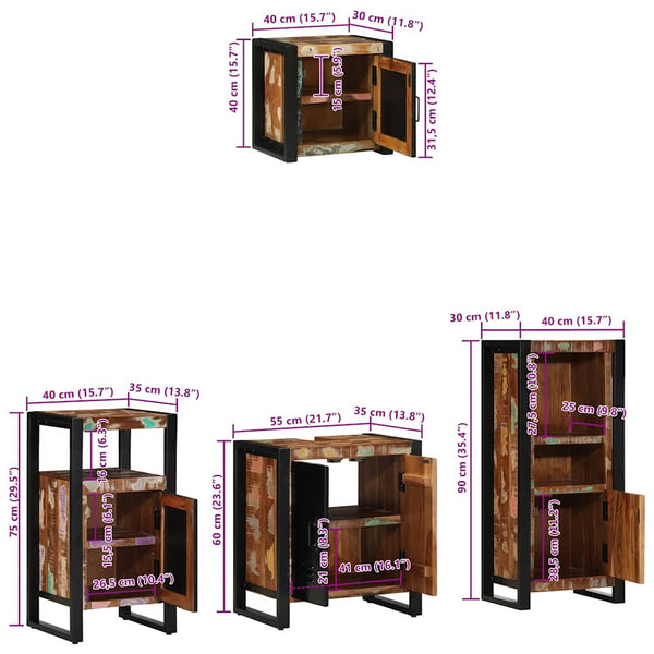 Badmöbel Set mit Regal Altholz 4-teilig