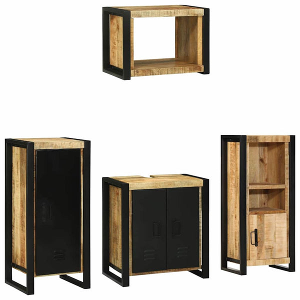 Badezimmermöbel Set 4-teilig Braun Massivholz