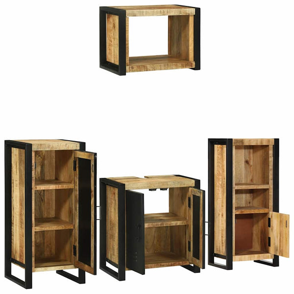 Badezimmermöbel Set 4-teilig Braun Massivholz