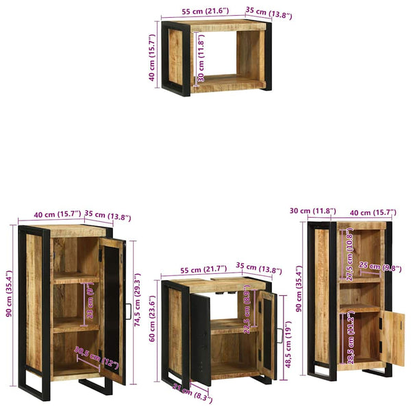 Badezimmermöbel Set 4-teilig Braun Massivholz