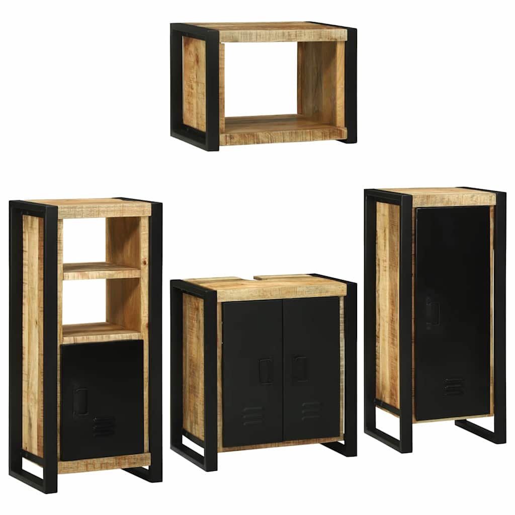 Badezimmermöbel Set mit Regal Massivholz Braun 4-teilig