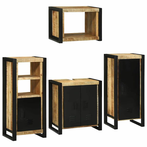 Badezimmermöbel Set mit Regal Massivholz Braun 4-teilig
