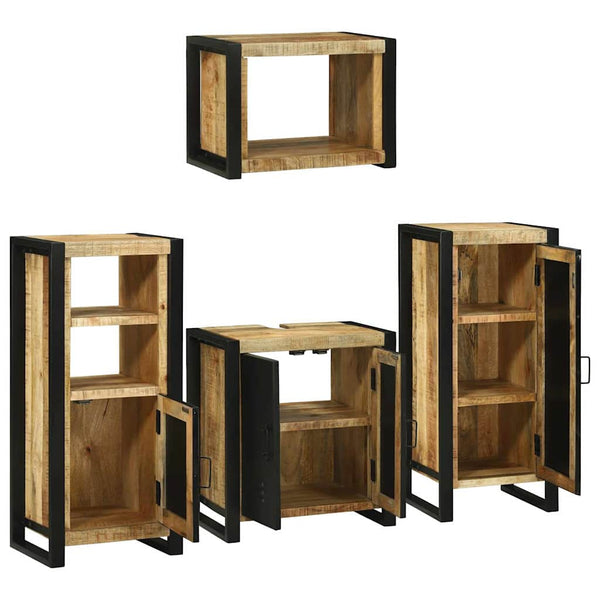 Badezimmermöbel Set mit Regal Massivholz Braun 4-teilig