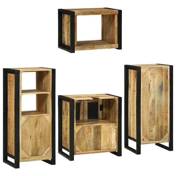 Badezimmermöbel Set mit Regal Massivholz Braun 4-teilig