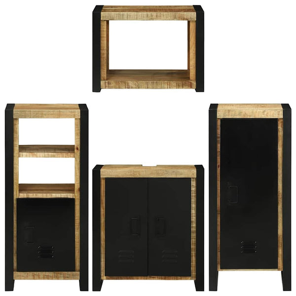 Badezimmermöbel Set mit Regal Massivholz Braun 4-teilig