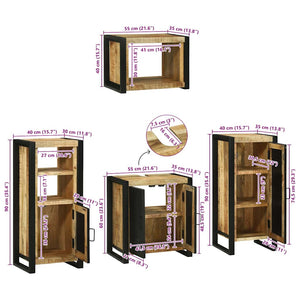 Badezimmermöbel Set mit Regal Massivholz Braun 4-teilig