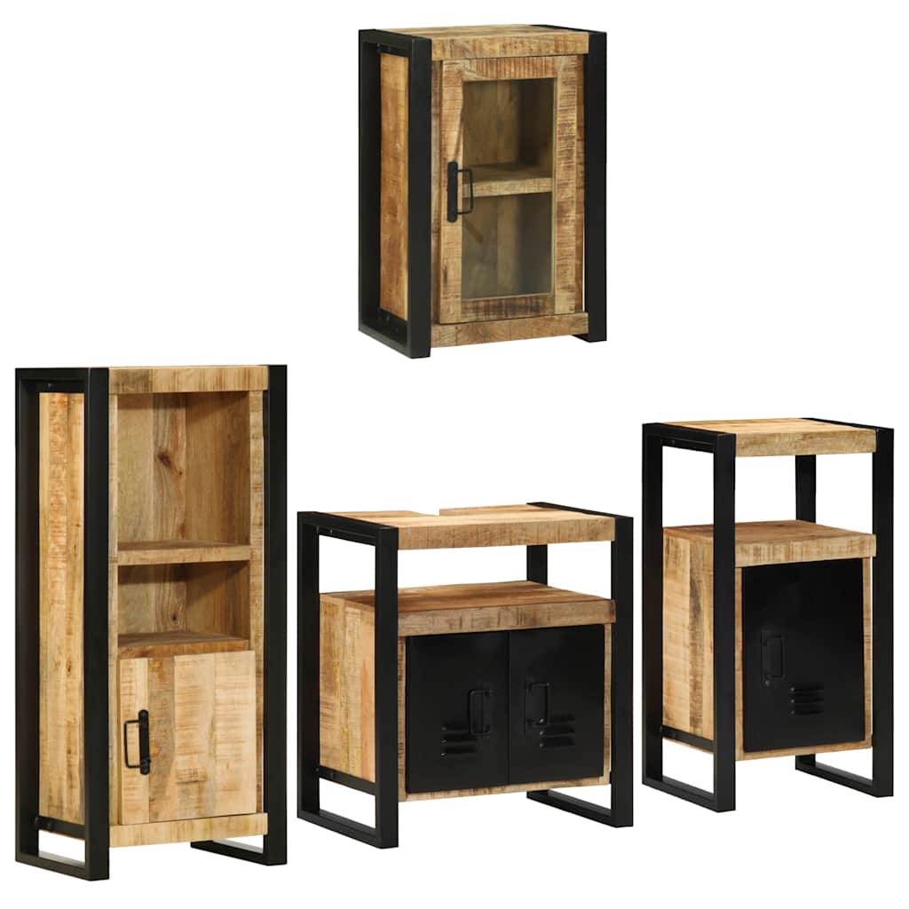 Wandmontiertes Badezimmermöbel-Set Braun 4-teilig
