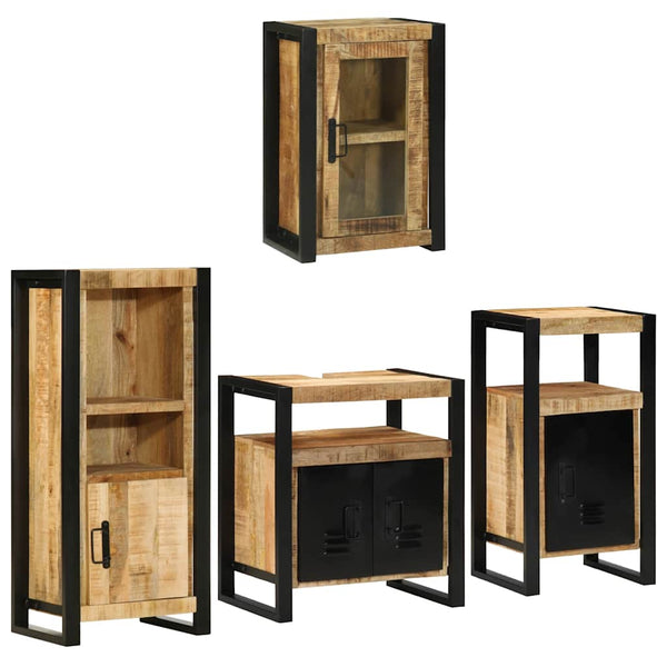 Wandmontiertes Badezimmermöbel-Set Braun 4-teilig