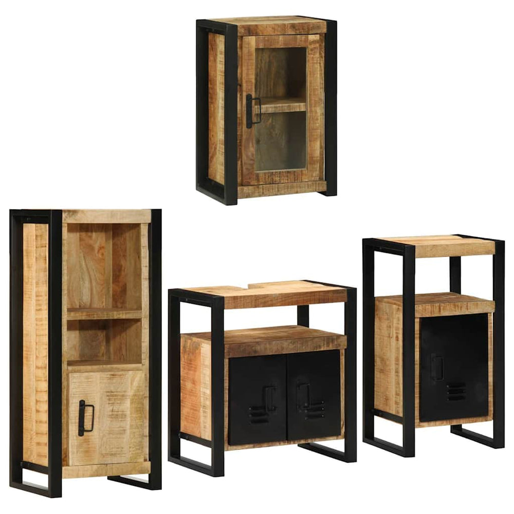 vidaXL Ensemble de meubles de salle de bain muraux 4 pcs Bois de manguier massif marron