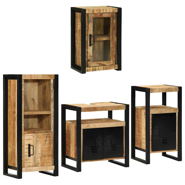 Wandmontiertes Badezimmermöbel-Set Braun 4-teilig